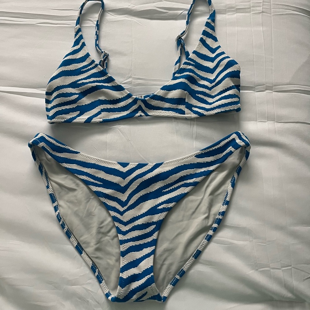 Triangl Swimwear Blue and White Bikini